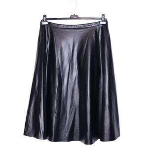 AKRIS PUNTO Faux Leather Circle Skirt Black High Waisted Midi Women's 16